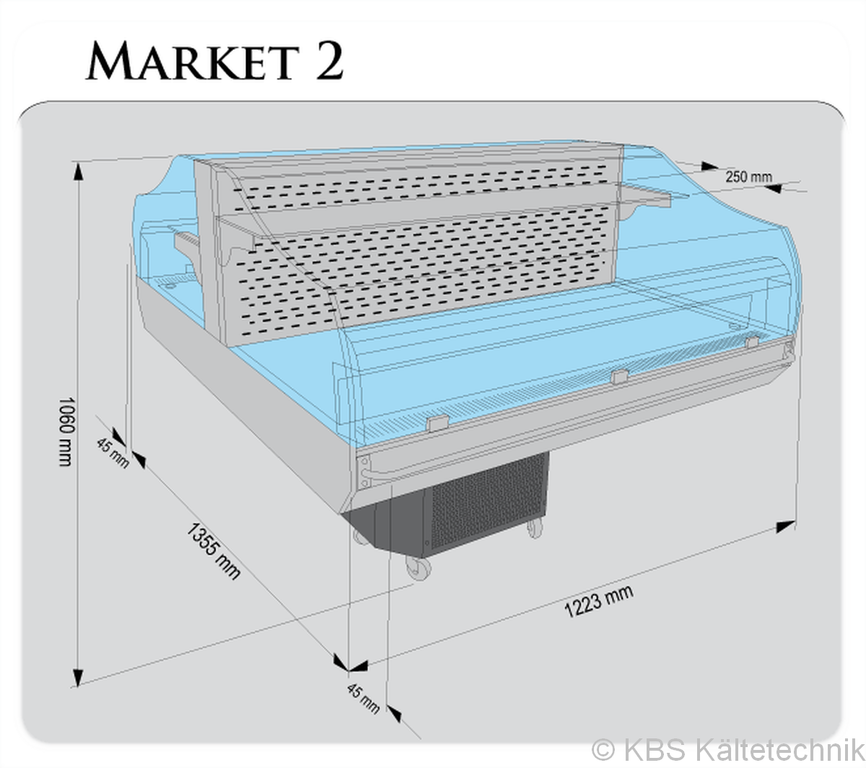 Kühlinsel Market 2  Kühlinsel mit elektronischer Steuerung und Edelstahlrammschutz an Front und Rückseite