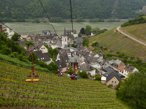 Weinberge Nierderwalddenkmal Seilbahn offene Gondel nach Assmannshausen 