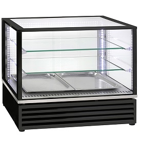 Kalte-Theke mit 2 Glassböden und Schiebetüren, +2°/+10°C IBC0070  785x 650x735 mm hoch Led  0 bis +12 C 390 Watt 230 V 80 kg 2 Gn 1/