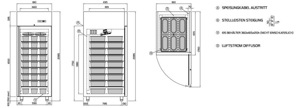 Colline 900 ltr Eislagerschrank