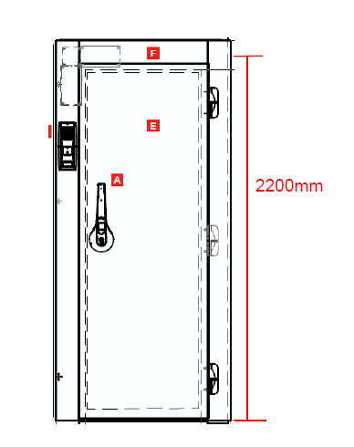 Kuehzellentuere in 220 cm