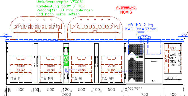 Biertheke Sonderbau Kühltheke 3600 mm