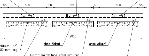 Flaschenkühlung oben in der Abdeckung integriert